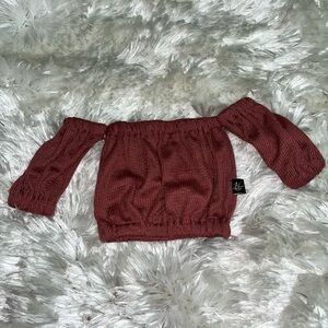 Infant Knitted Off-Shoulder Top in Burgundy